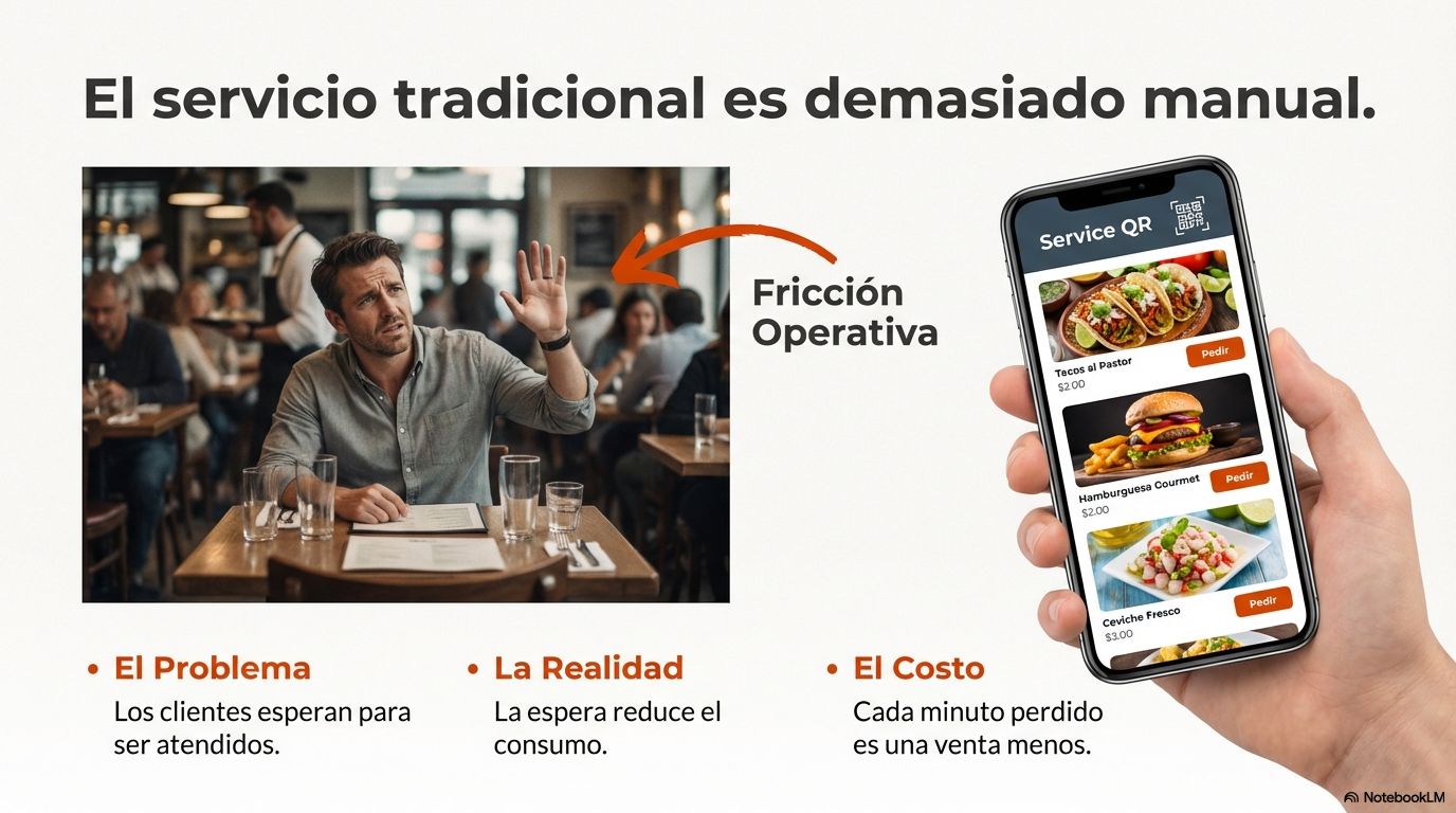 Flujo de pedido a pago con Service QR